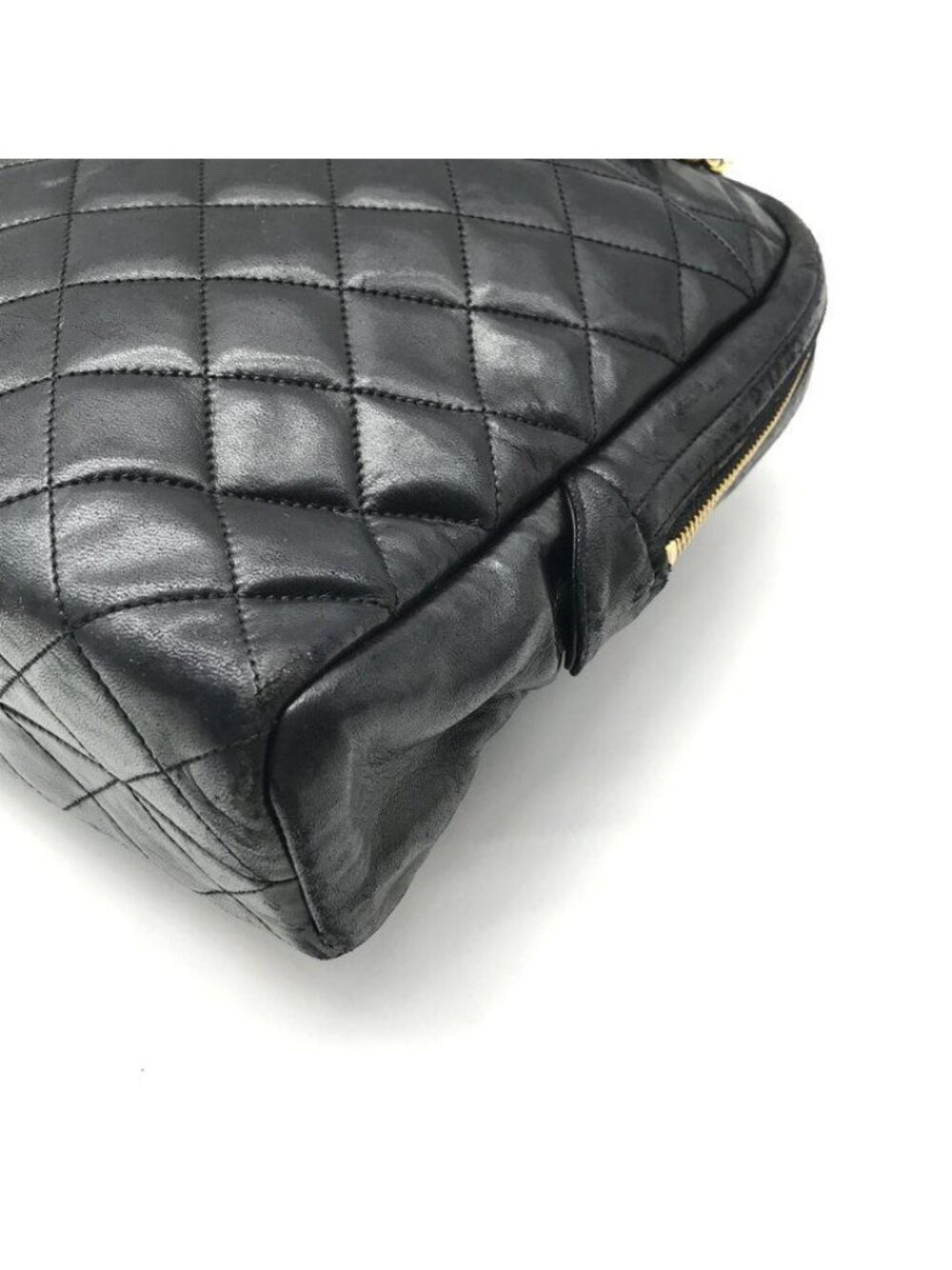 Chanel CC Logo Quilted Lambskin Chain Tote Black Purse - Picture 6 of 10